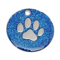 Blue Paw Print Glitter Tag
